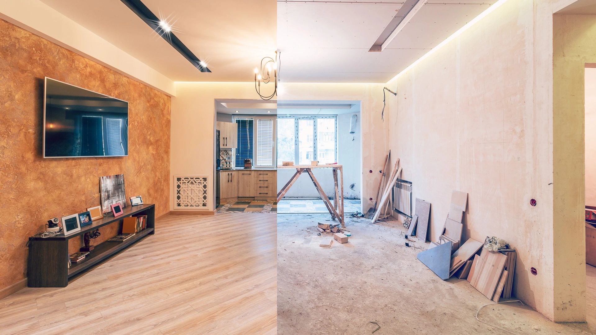 Interior renovation before and after